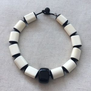 Vintage black and white statement acrylic necklace
